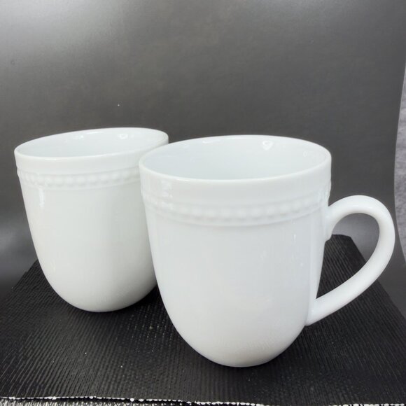 Fitz And Floyd Everyday White Ceramic Coffee Mug Cup Set 2 Mugs Cups Stoneware - Picture 7 of 12